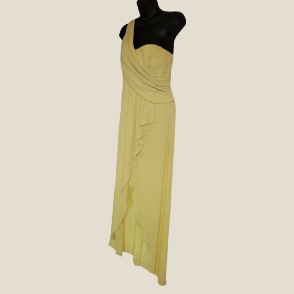 BCBGMaxAzria One-Shoulder Yellow Evening Gown - Picture 2 of 8
